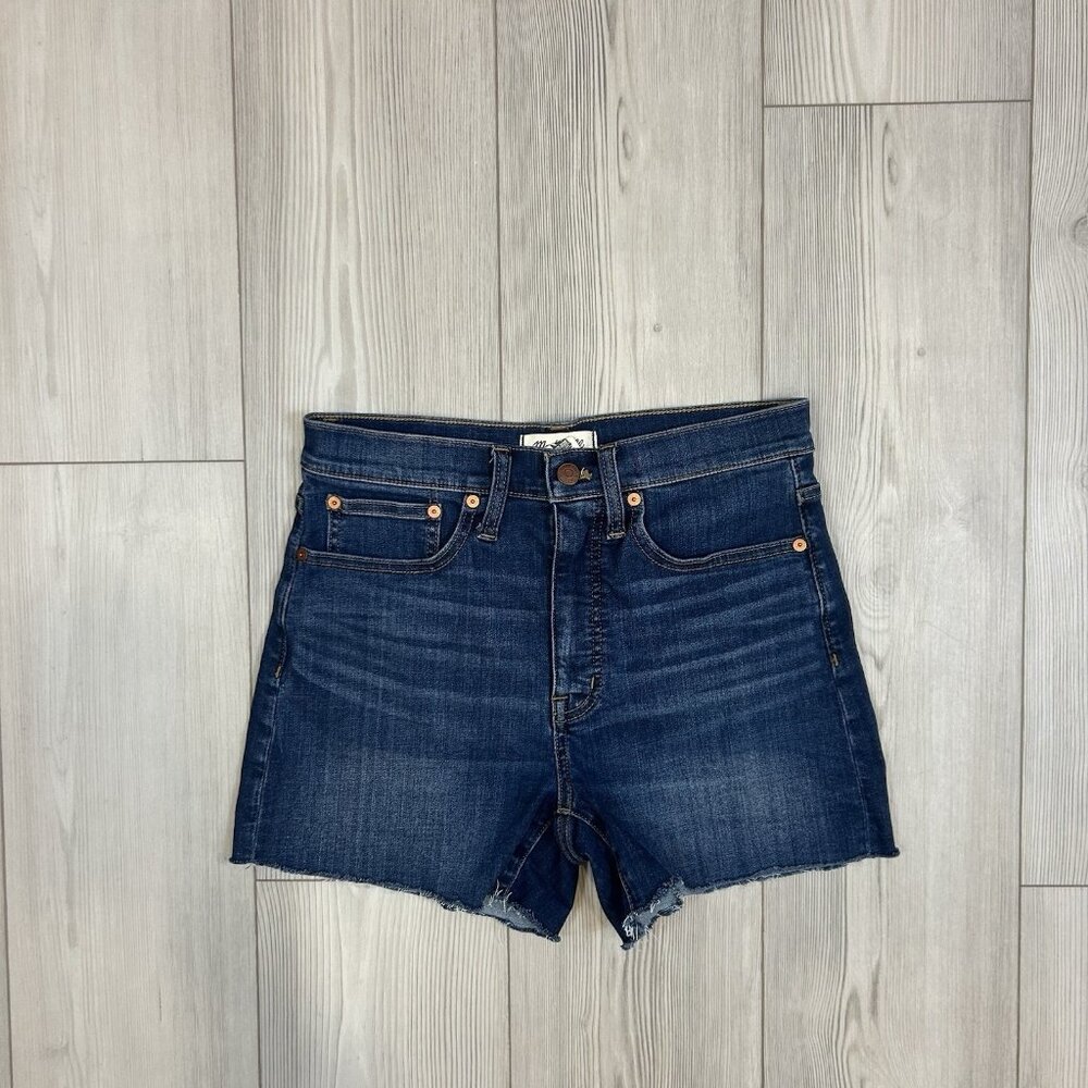Madewell High Rise Denim Shorts, Blue Raw Hem Frayed, Women's Size 27